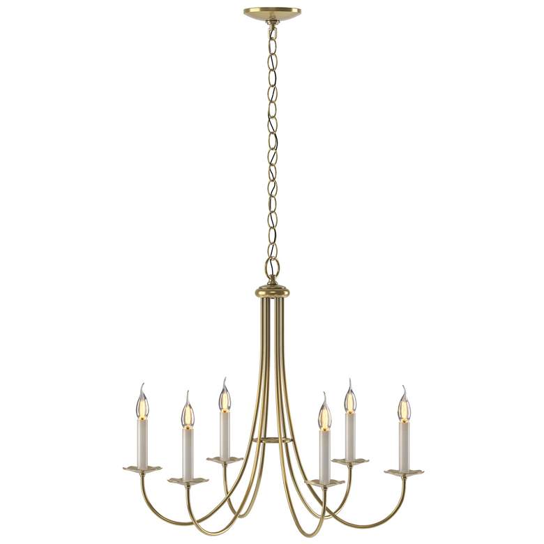 Image 1 Hubbardton Forge Simple Sweep 26" Wide Modern Brass 6-Arm Chandelier