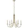 Hubbardton Forge Simple Sweep 26" Wide Modern Brass 6-Arm Chandelier