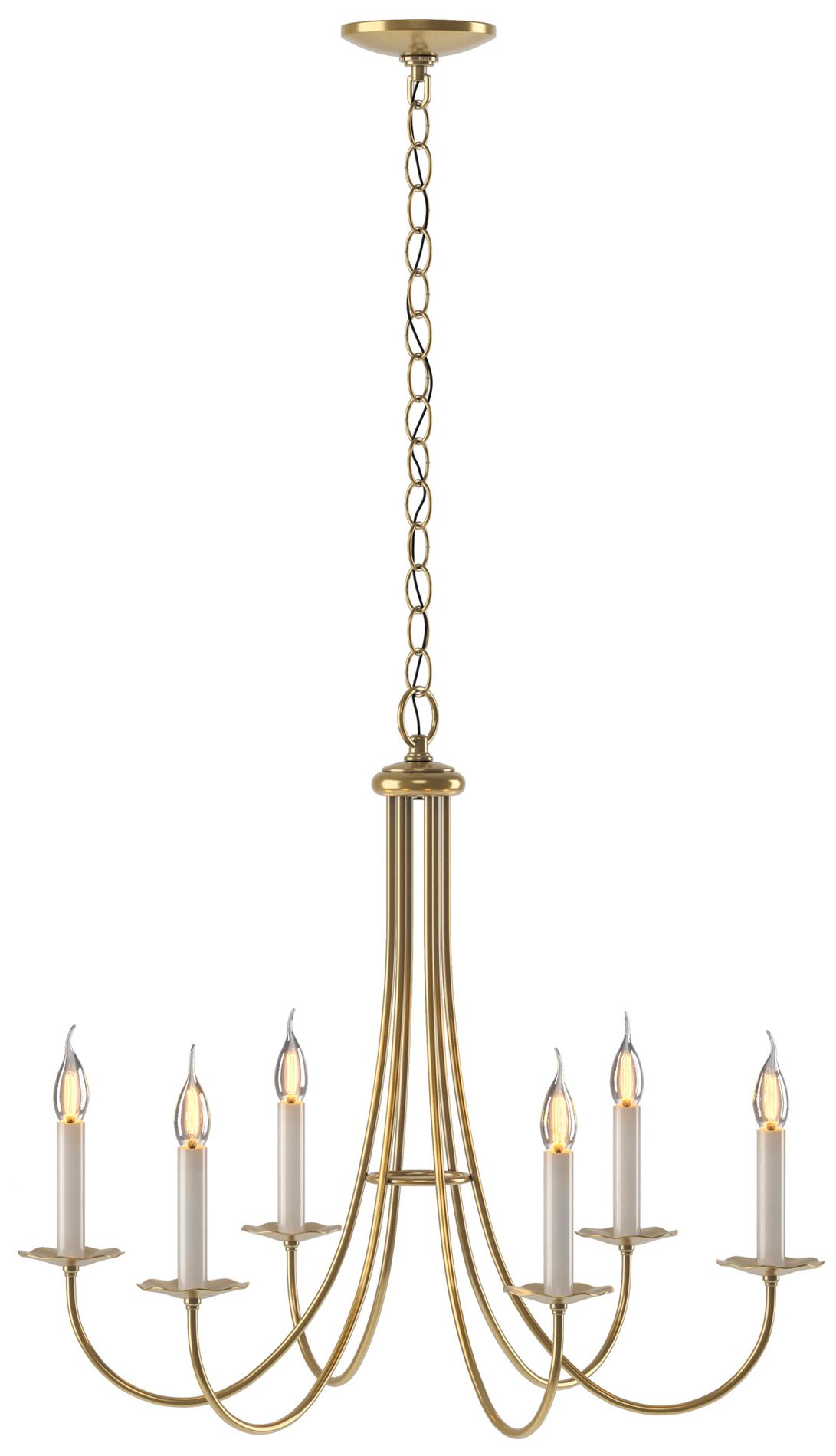 Image 2 Hubbardton Forge Simple Sweep 26" Wide Modern Brass 6-Arm Chandelier more views