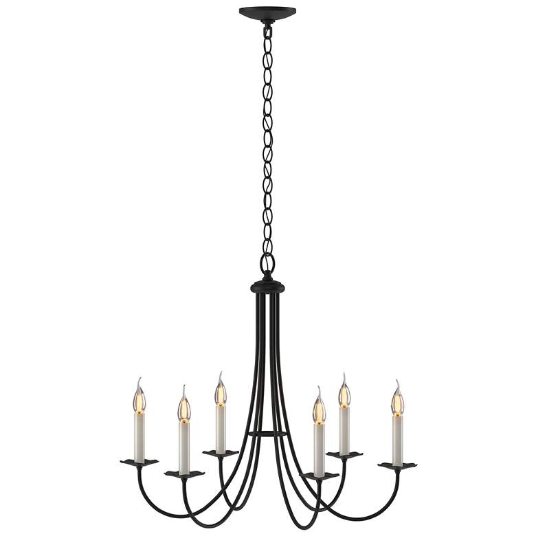 Image 1 Hubbardton Forge Simple Sweep 26"W Black 6-Light Chandelier