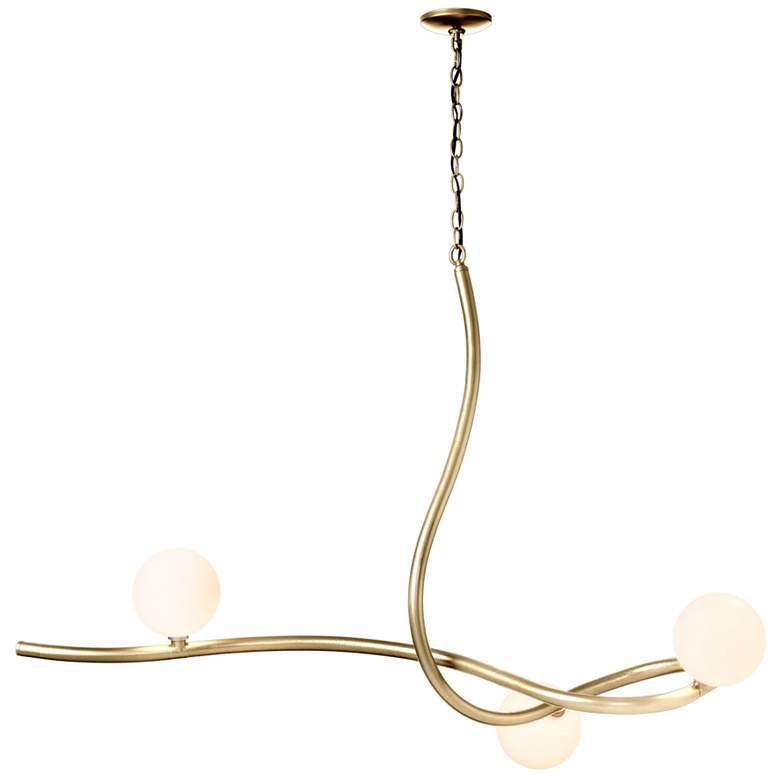 Image 1 Hubbardton Forge Slide 45 1/4"W Modern Brass 3-Light Pendant