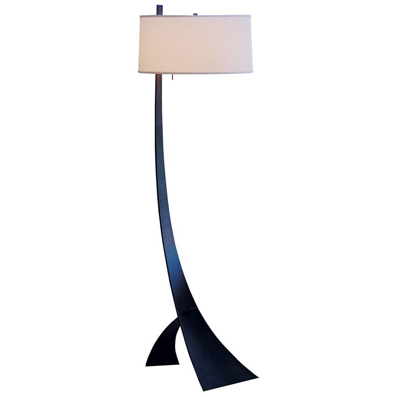 Image 1 Hubbardton Forge Stasis 58 1/2" White Natural Shade Floor Lamp