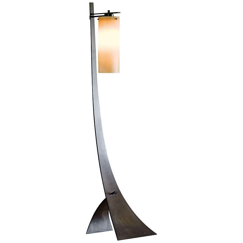 Image 1 Hubbardton Forge Stasis Floor Lamp with Amber Glass Shade