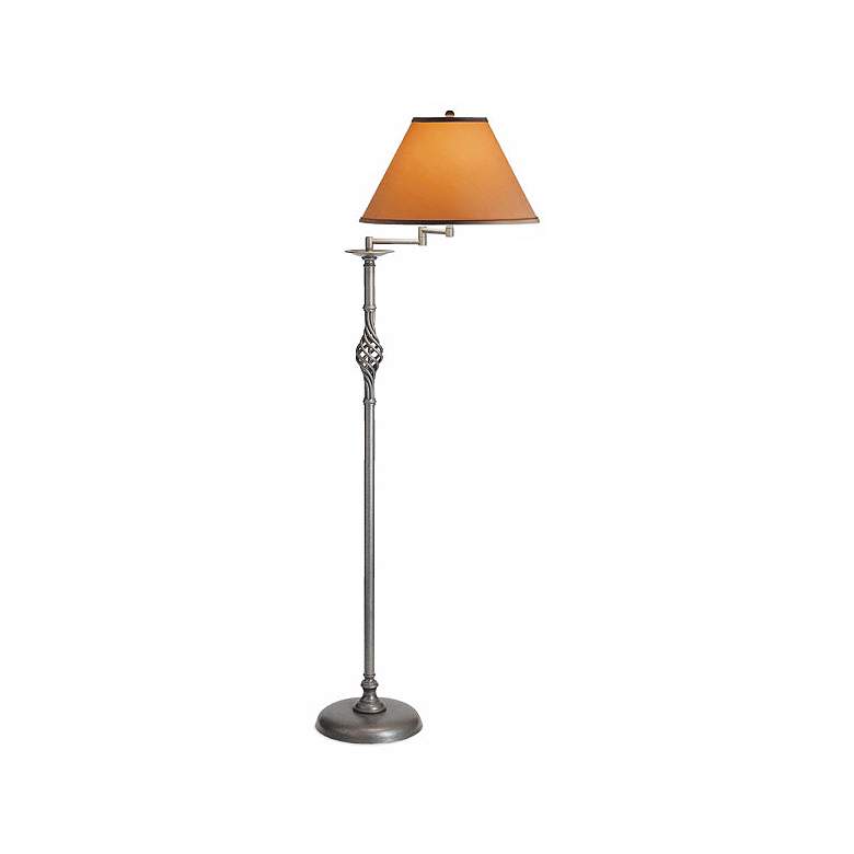 Image 1 Hubbardton Forge Twist Basket Swing Arm Floor Lamp