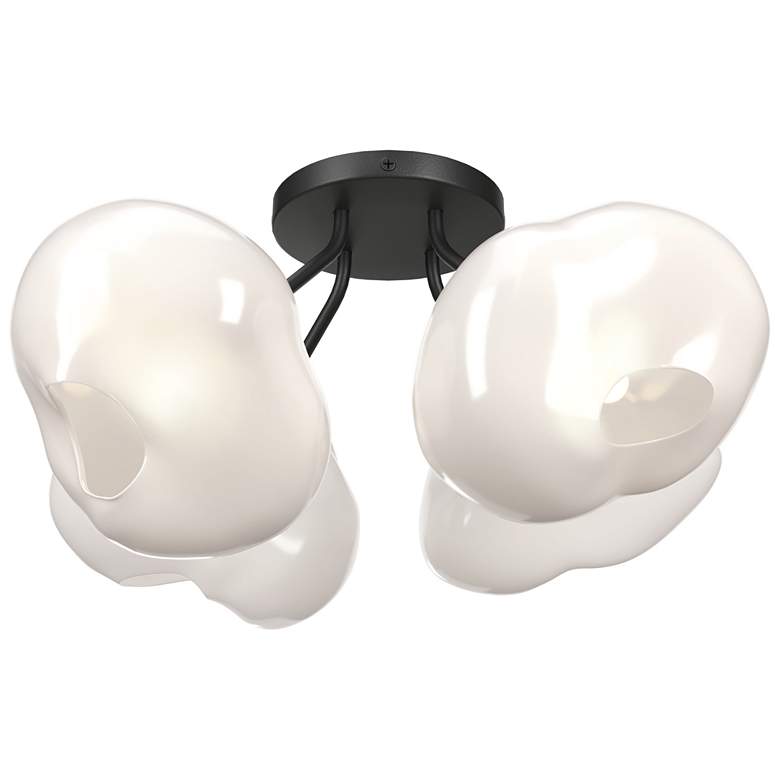 Image 1 Hubbardton Forge Ume 15 1/4" Black and Frosted Glass Ceiling Light