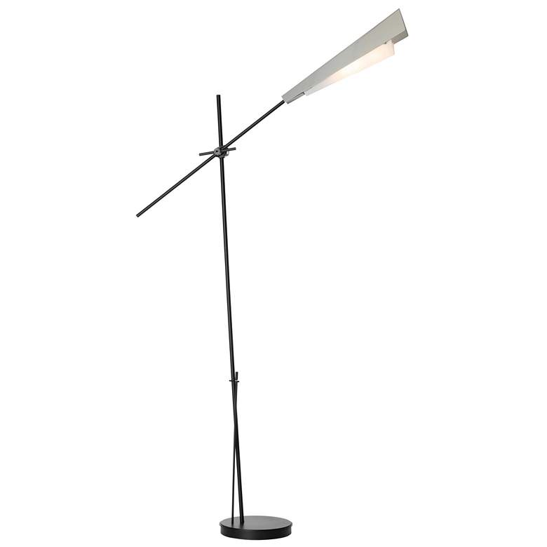 Image 1 Hubbardton Forge Vertex 83" Silver and Black Boom Arm Arc Floor Lamp