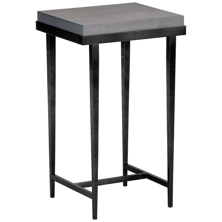Image 1 Hubbardton Forge Wick 16"W Gray Wood Black Metal Side Table
