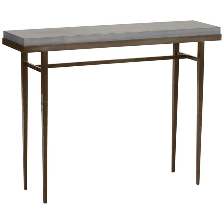 Image 1 Hubbardton Forge Wick 42 inchW Bronze Console Table w/ Gray Top
