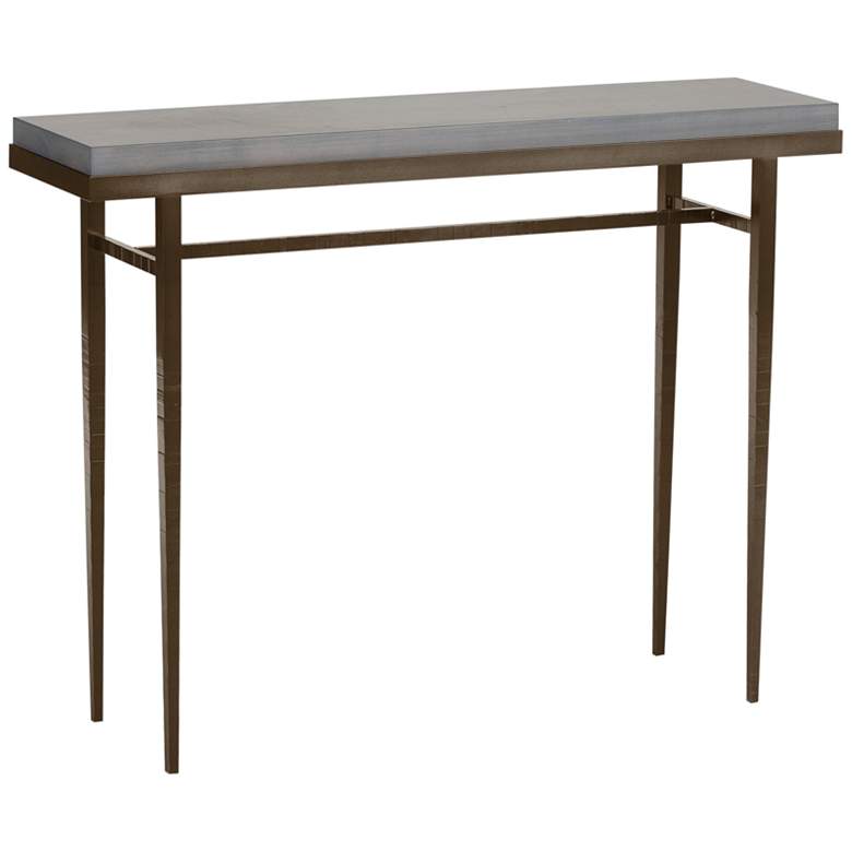 Image 1 Hubbardton Forge Wick 42"W Bronze Console Table w/ Gray Top