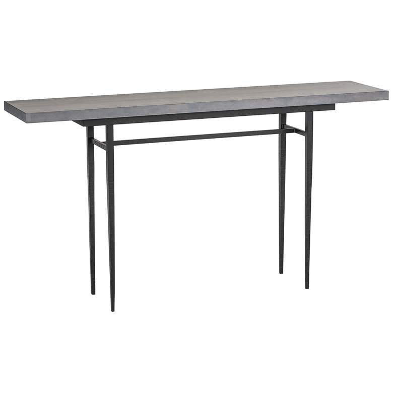 Image 2 Hubbardton Forge Wick 60"W Black Console Table with Gray Top
