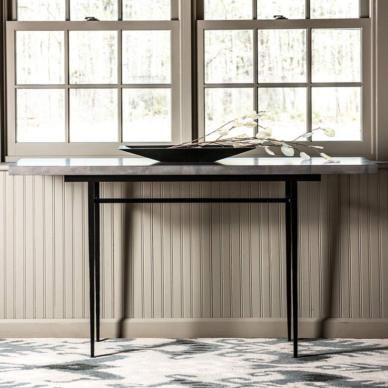 Image 1 Hubbardton Forge Wick 60"W Black Console Table with Gray Top