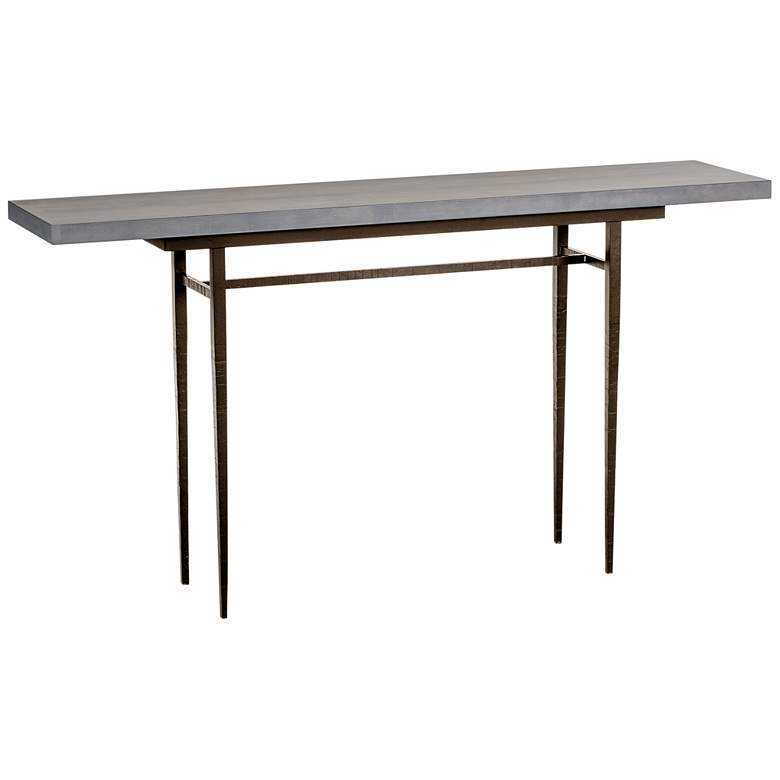 Hubbardton Forge Wick 60&quot;W Bronze Console Table w/ Gray Top