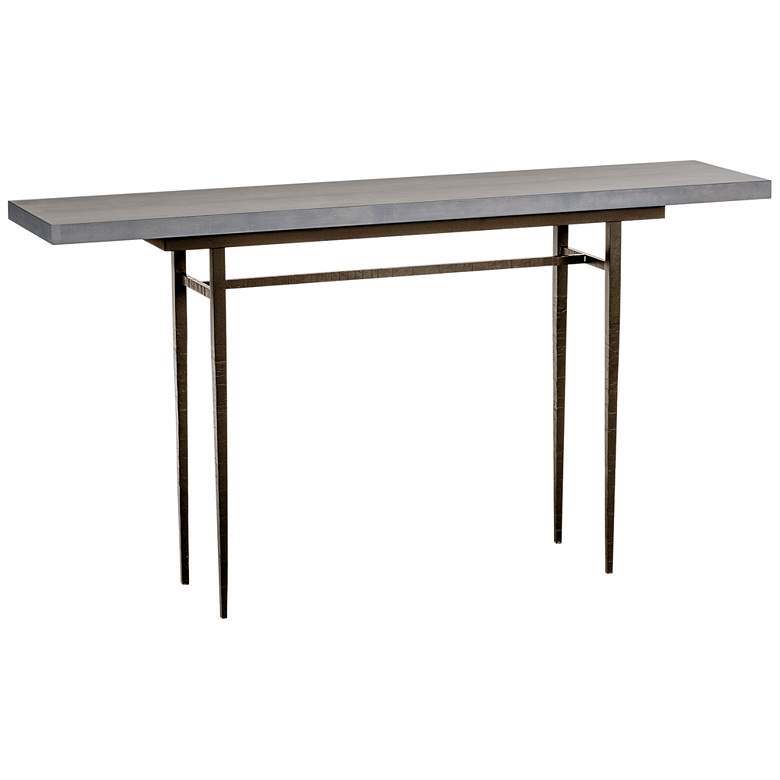 Image 1 Hubbardton Forge Wick 60"W Bronze Console Table w/ Gray Top