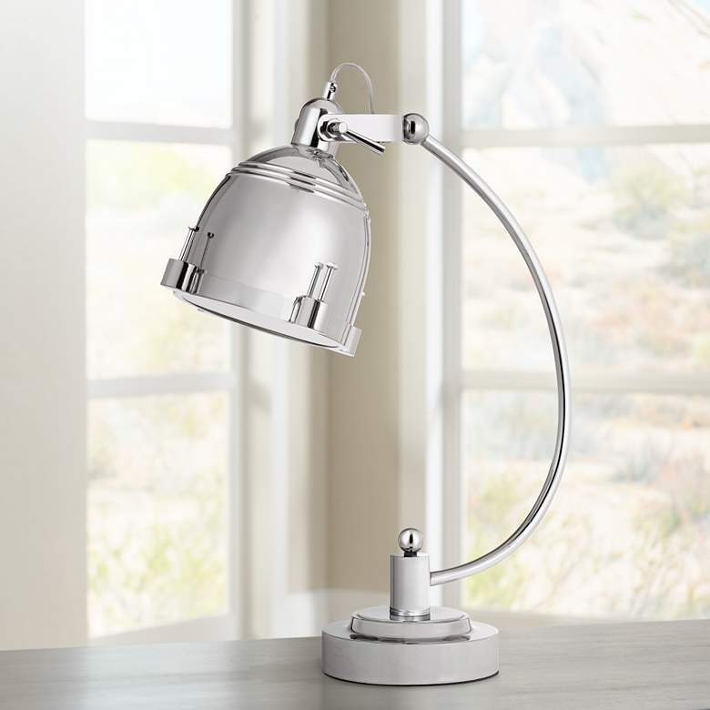 Image 1 Hubble Polished Chrome Arc-Arm Adjustable Desk Lamp