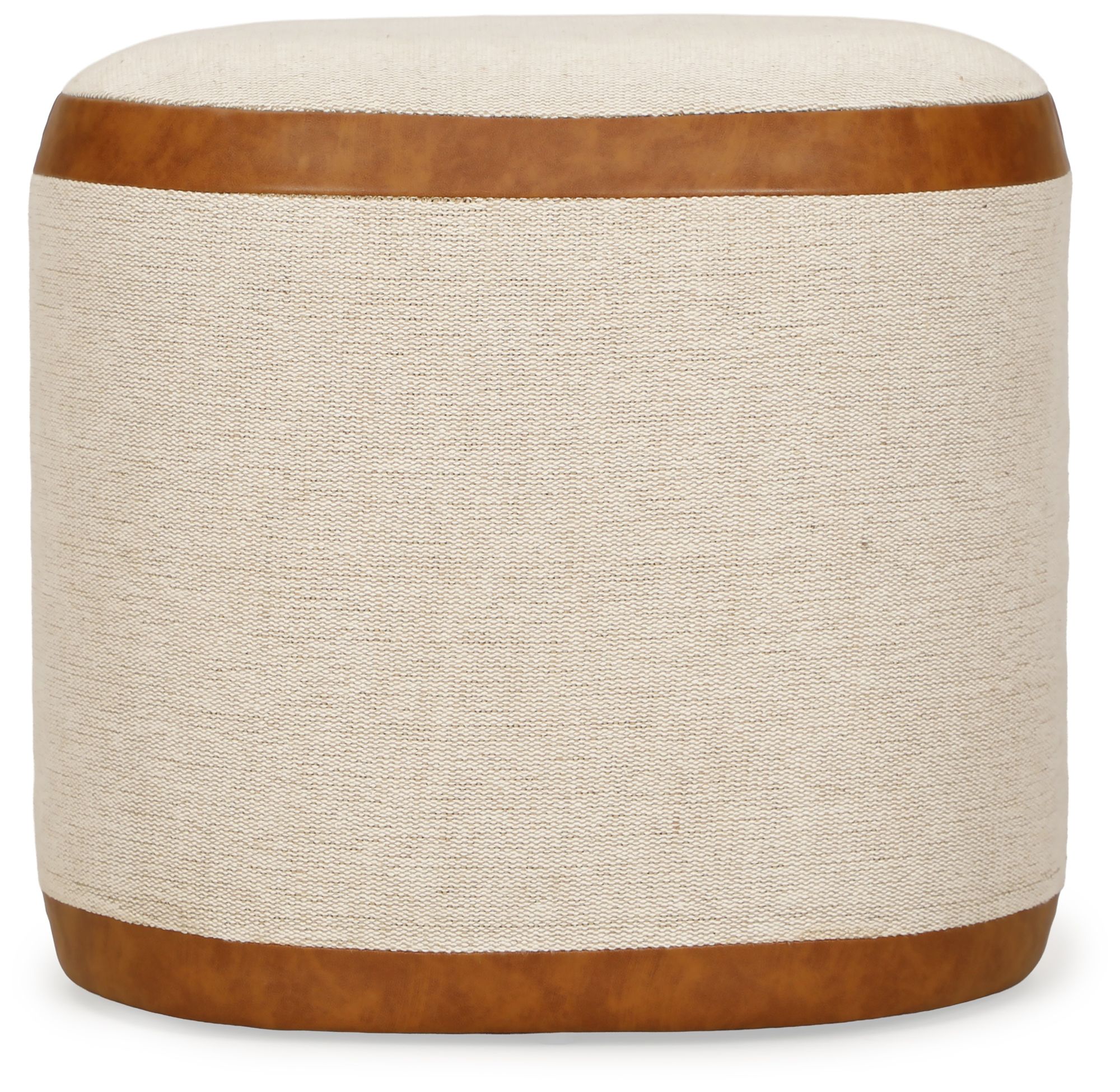 Image 2 Huche Cotton Jute and Vegan Leather Oval Ottoman more views