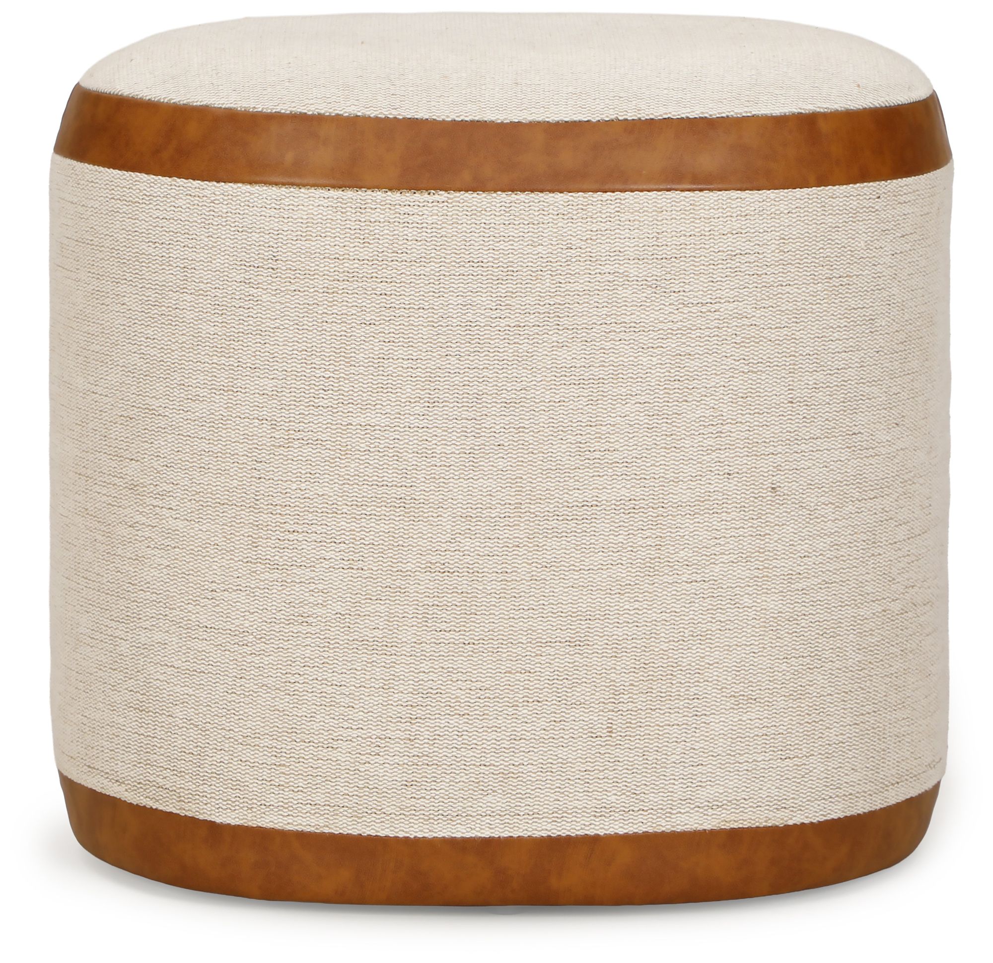 Image 3 Huche Cotton Jute and Vegan Leather Oval Ottoman more views