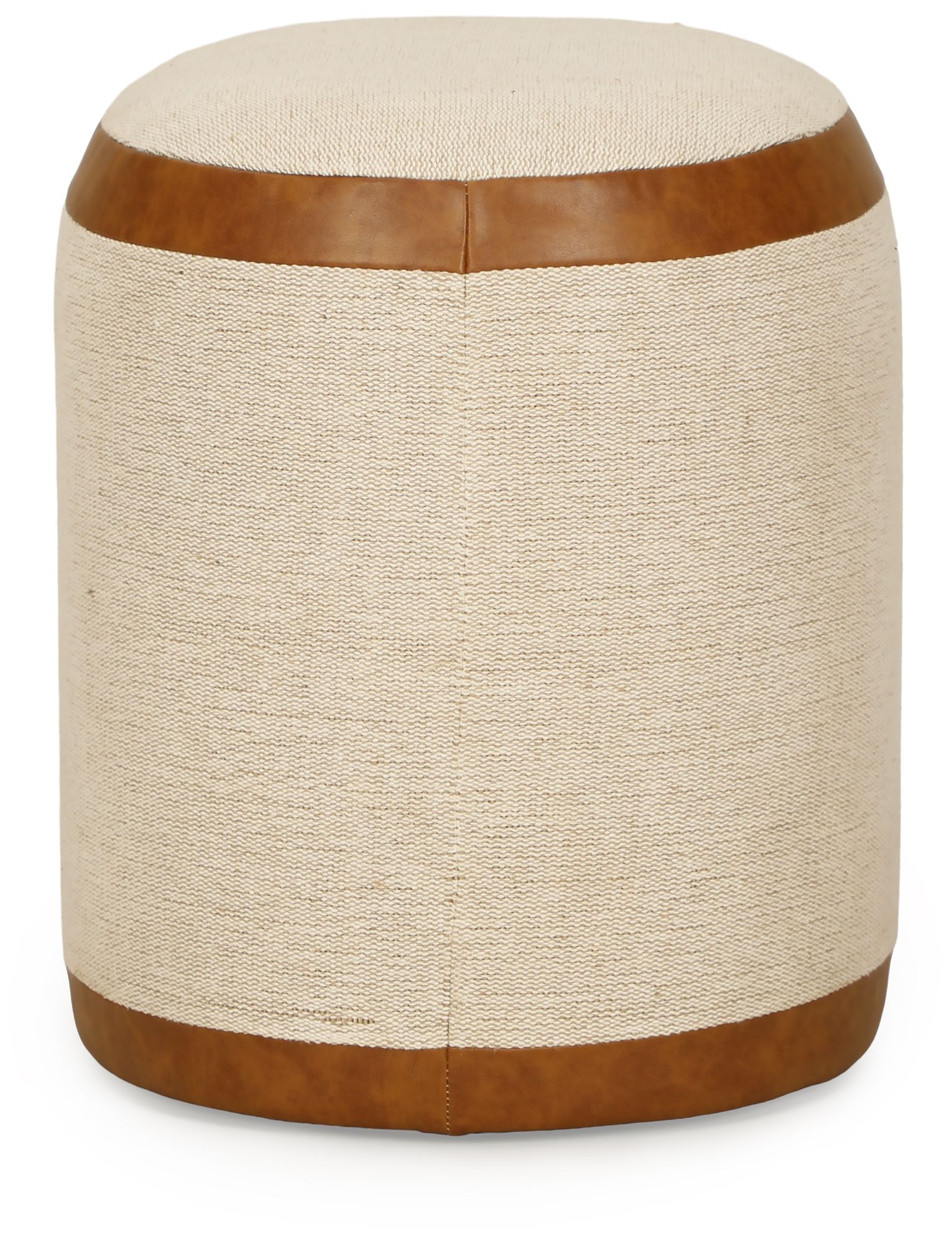 Image 4 Huche Cotton Jute and Vegan Leather Oval Ottoman more views