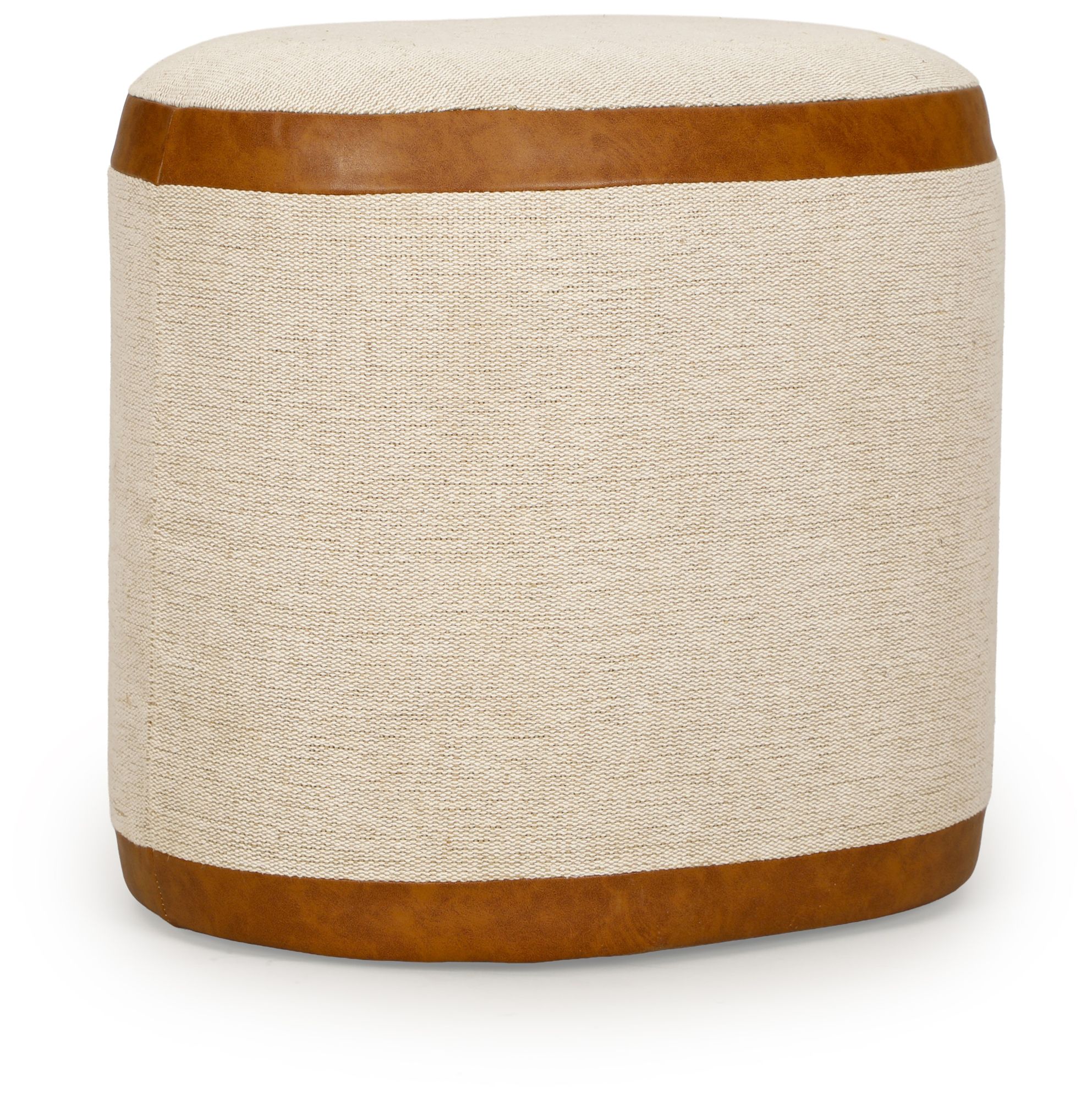 Image 5 Huche Cotton Jute and Vegan Leather Oval Ottoman more views