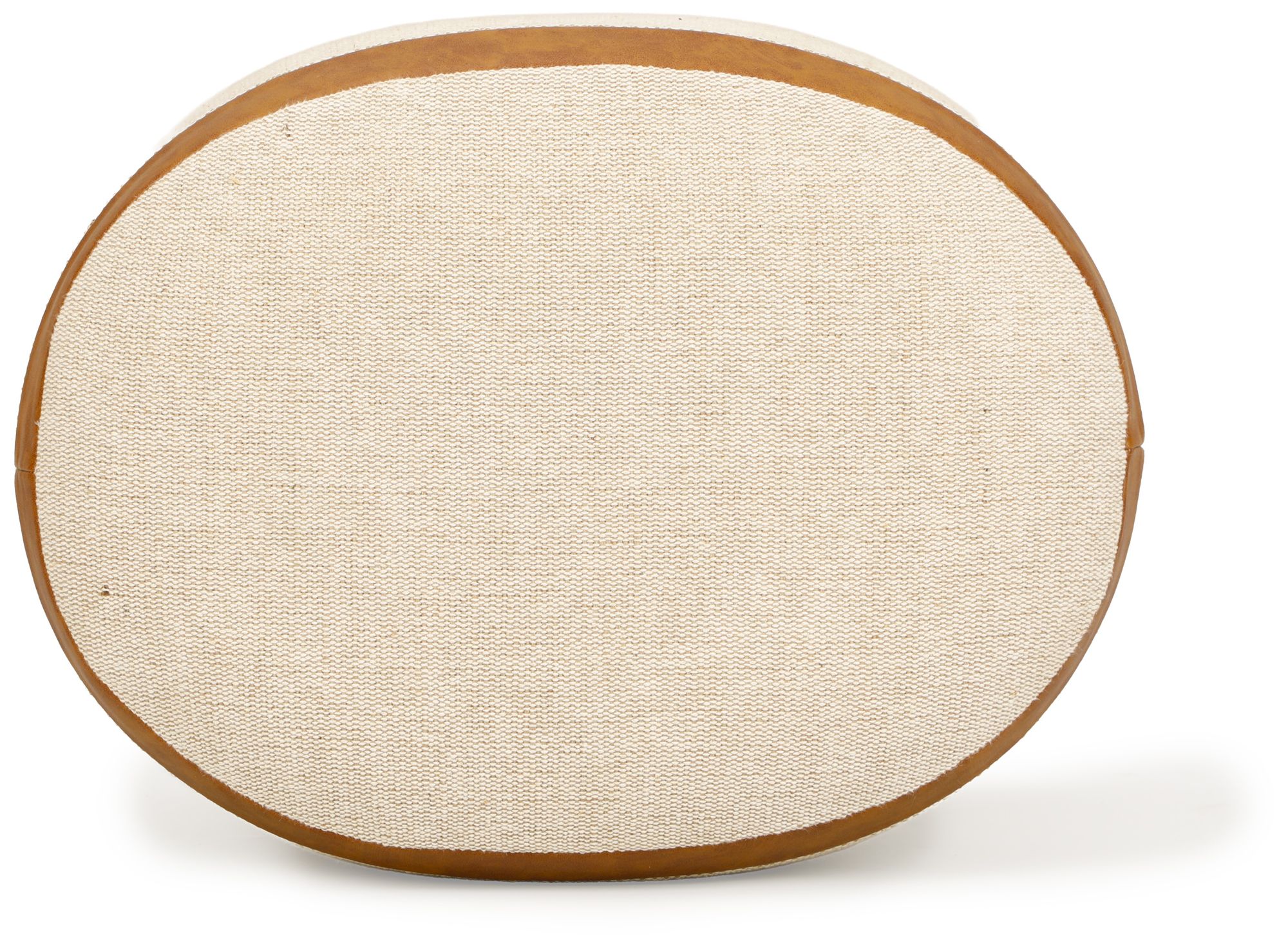 Image 6 Huche Cotton Jute and Vegan Leather Oval Ottoman more views