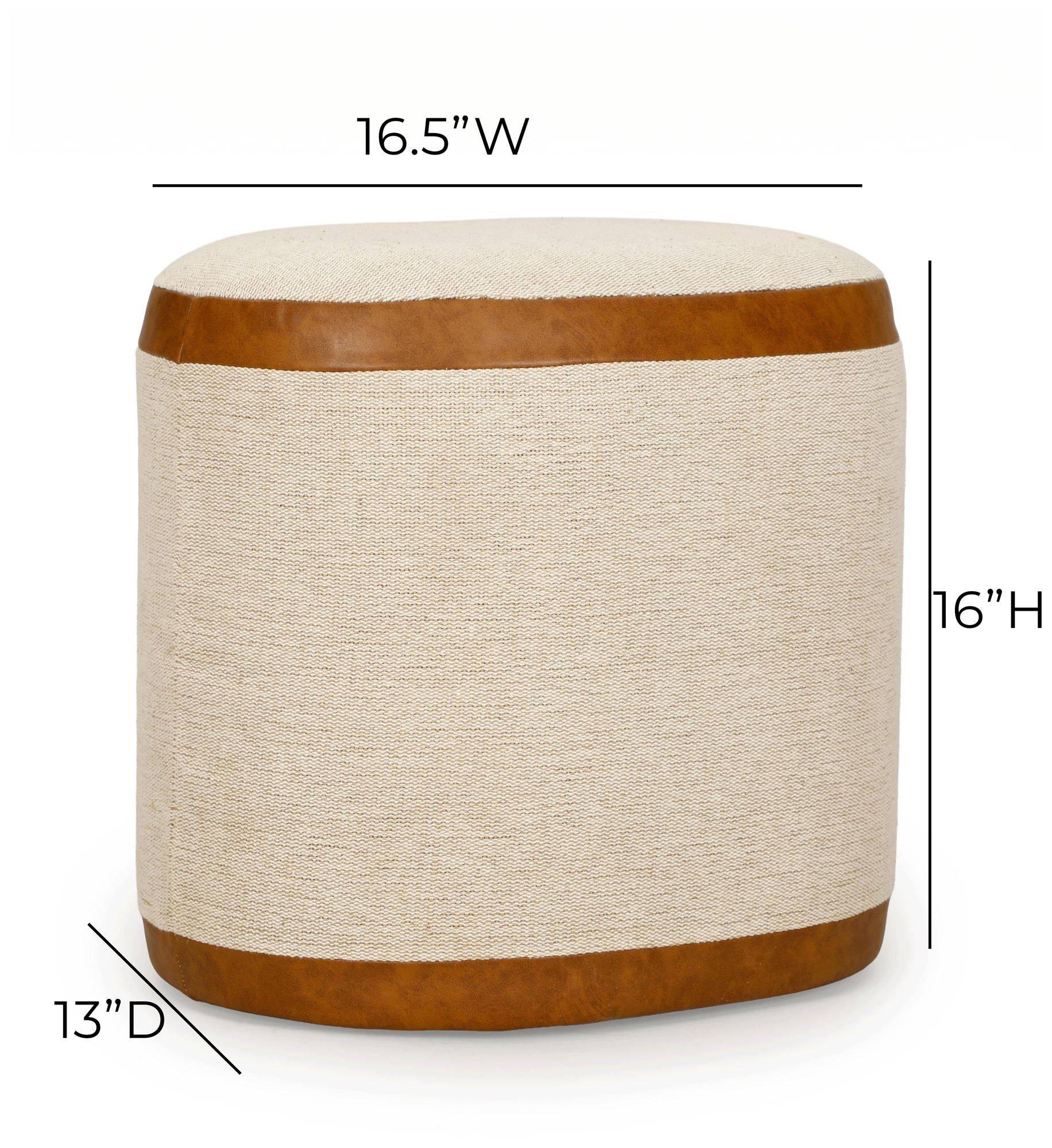 Image 7 Huche Cotton Jute and Vegan Leather Oval Ottoman more views