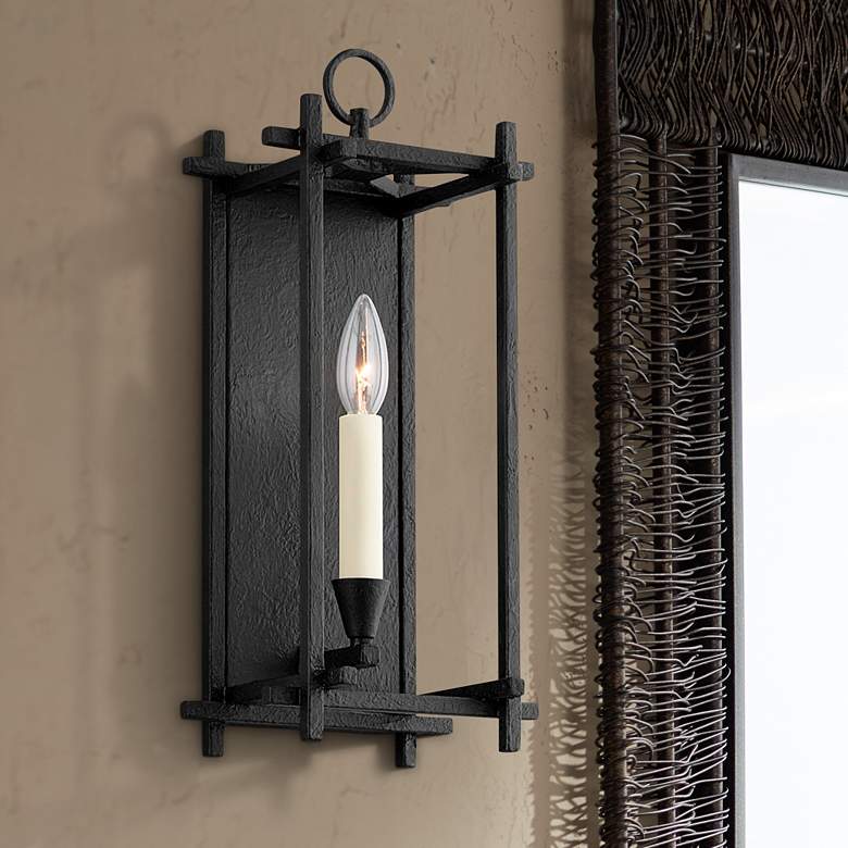 Image 1 Huck 16 3/4 inch High Black Iron Wall Sconce