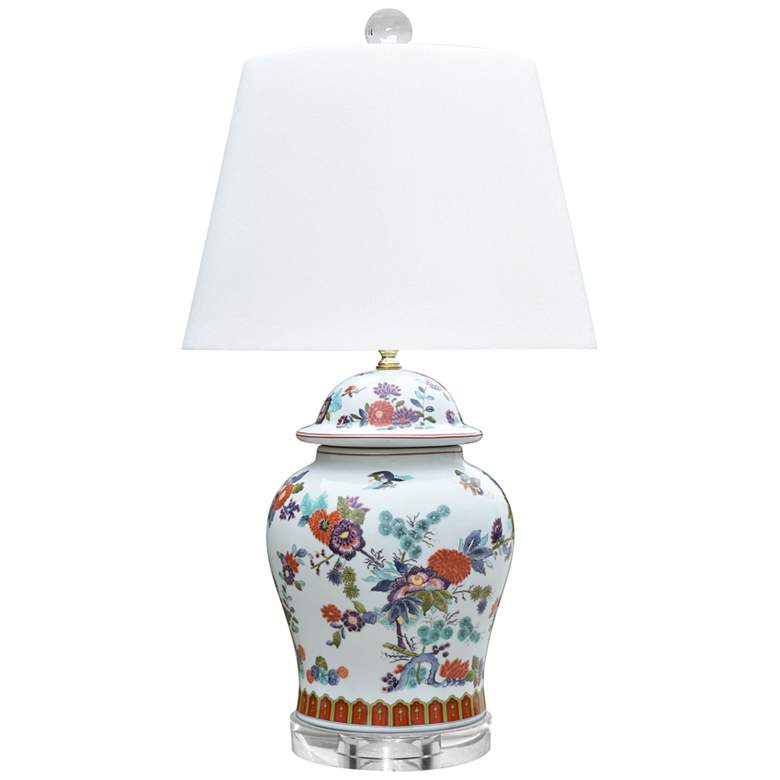 Image 1 Huckleberry Floral Porcelain Gourd Temple Jar Table Lamp