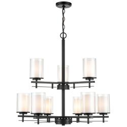 Huderson 29" Wide Matte Black 9-Light Chandelier