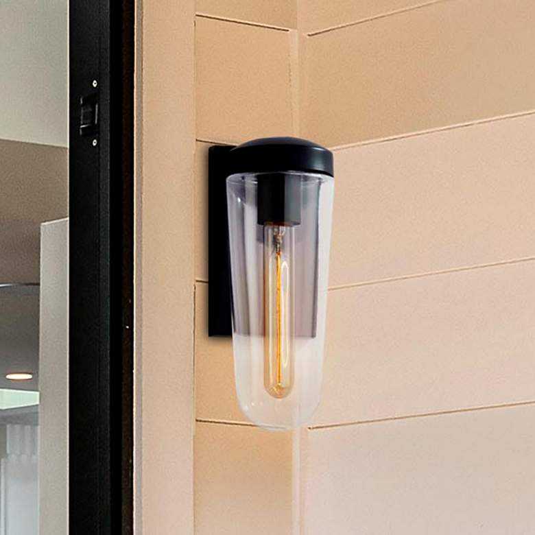 Image 1 Hudson 10 3/4" High Matte Black Indoor/Outdoor Wall Sconce