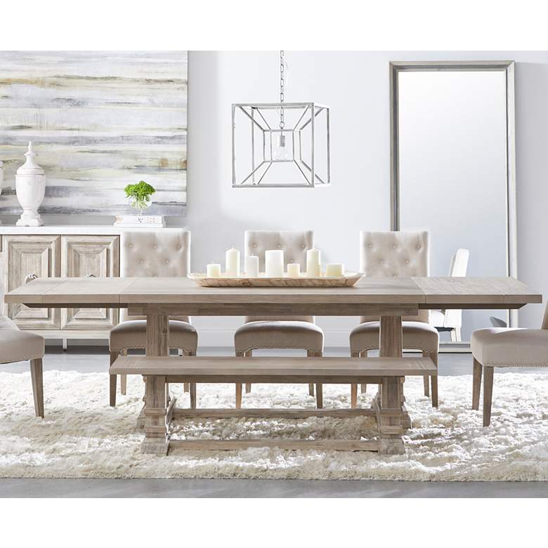 Hudson 110&quot; Wide Natural Gray Wood Extendable Dining Table