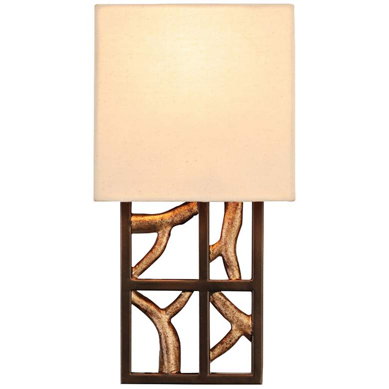 Image 2 Hudson 13"H 1-Light Bronze Iron Beige Linen Wall Sconce