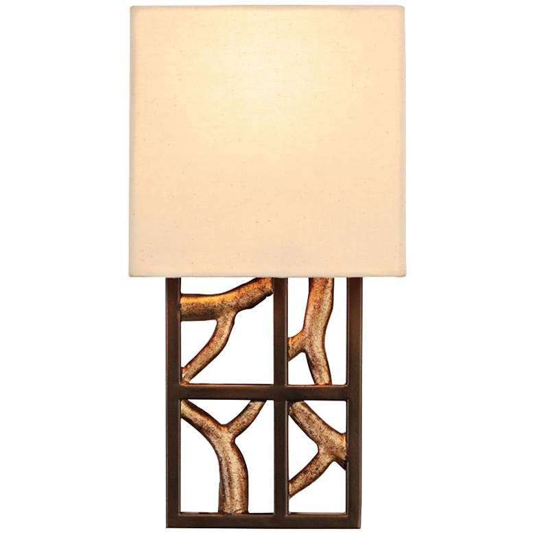 Image 2 Hudson 13 inchH 1-Light Bronze Iron Beige Linen Wall Sconce