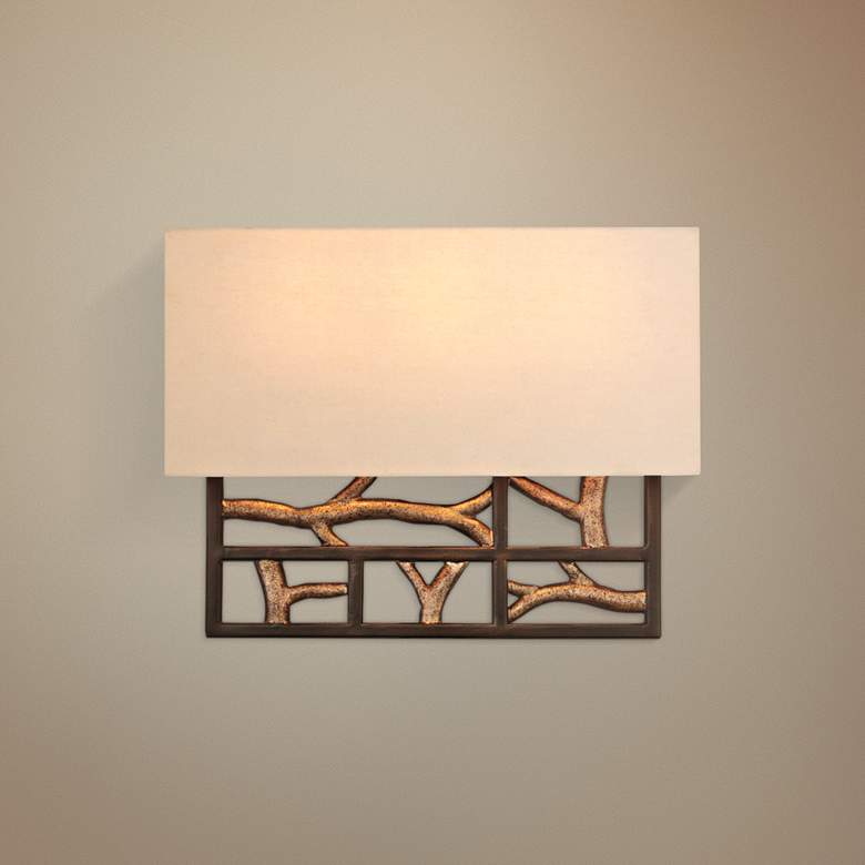 Image 1 Hudson 14 1/2"W Iron Bronze Iron Trellis Wall Sconce
