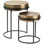 1_Hudson 17" Wide Textured Brass Round Nesting Tables Set of 2
