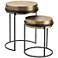 Hudson 17" Wide Textured Brass Round Nesting Tables Set of 2