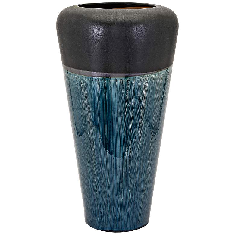 Image 1 Hudson 23 3/4 inch High Black and Blue Modern Ceramic Vase