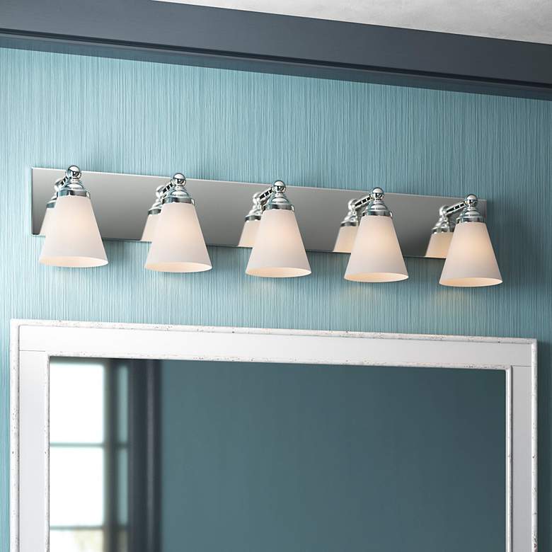 Image 1 Hudson 37.75" Wide 5-Light Chrome Transitional Vanity Light