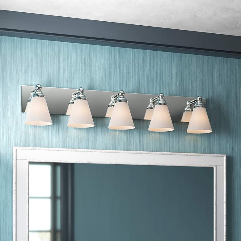Image 3 Hudson 37.75" Wide 5-Light Chrome Transitional Vanity Light more views