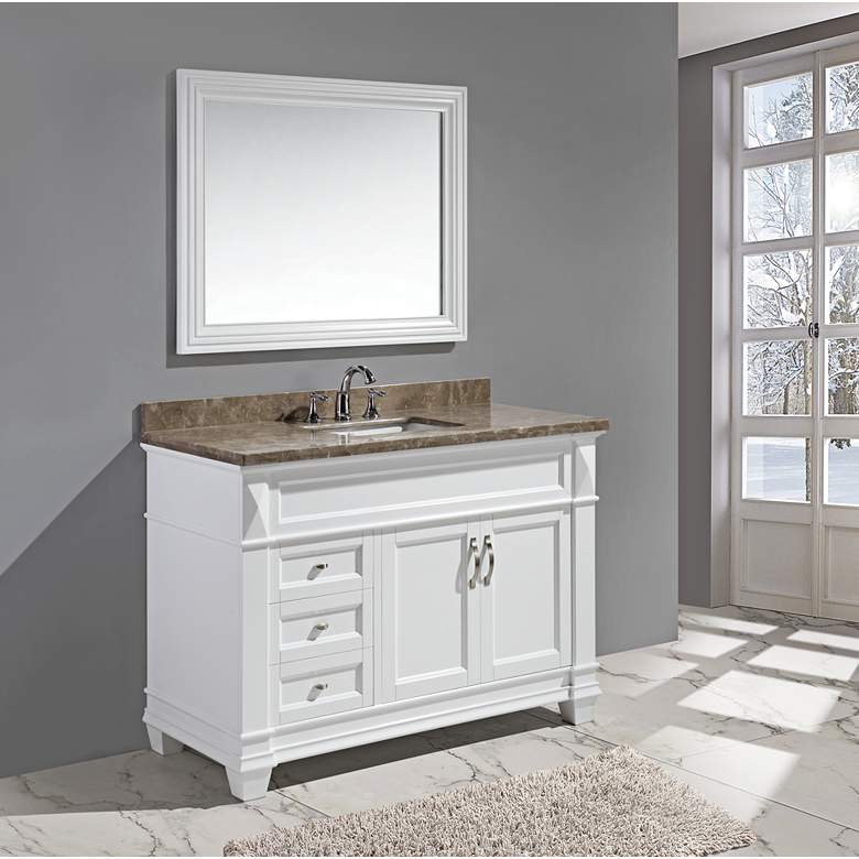 Image 1 Hudson 48 inch Marble White Single Sink Vanity Set