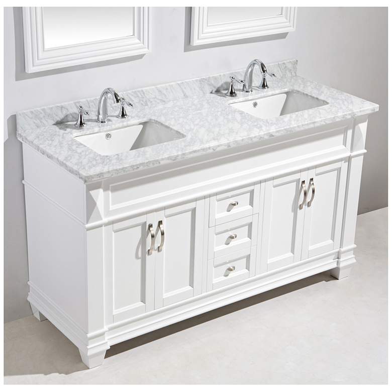 Image 1 Hudson 72 inch Marble White Double Sink Vanity Set