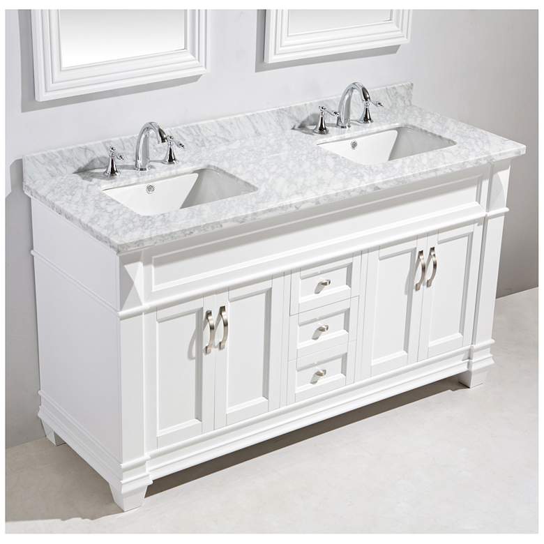 Image 1 Hudson 72" Marble White Double Sink Vanity Set