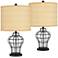 Hudson Blown Glass Gourd Table Lamps Set of 2 with Tan Shade