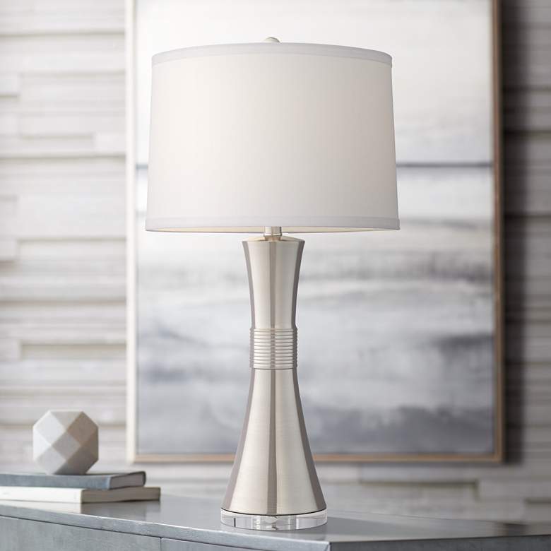 Image 1 Hudson Brushed Nickel Metal Modern Table Lamp