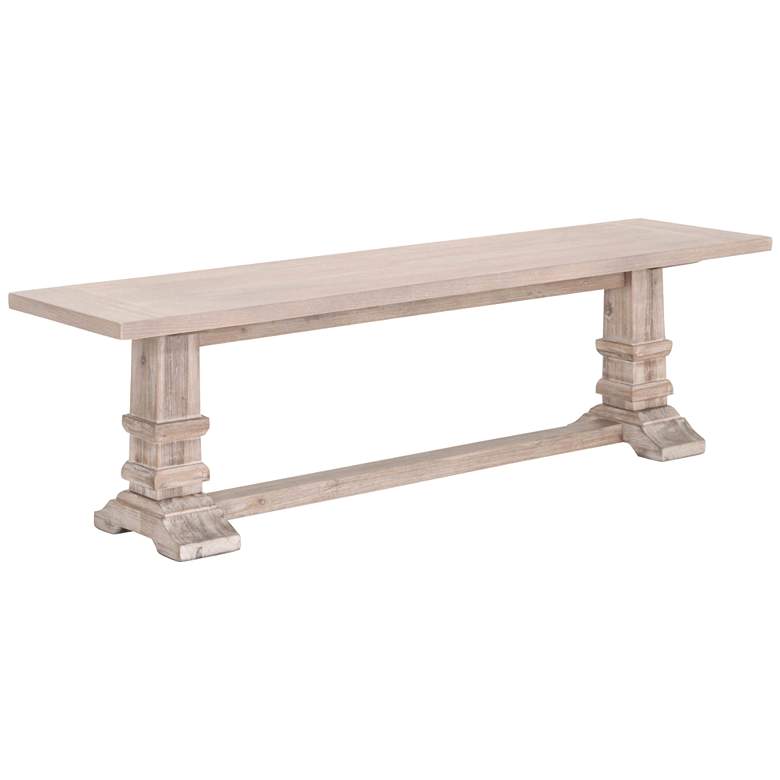 Image 2 Hudson Distressed Natural Gray Wood Dining Bench