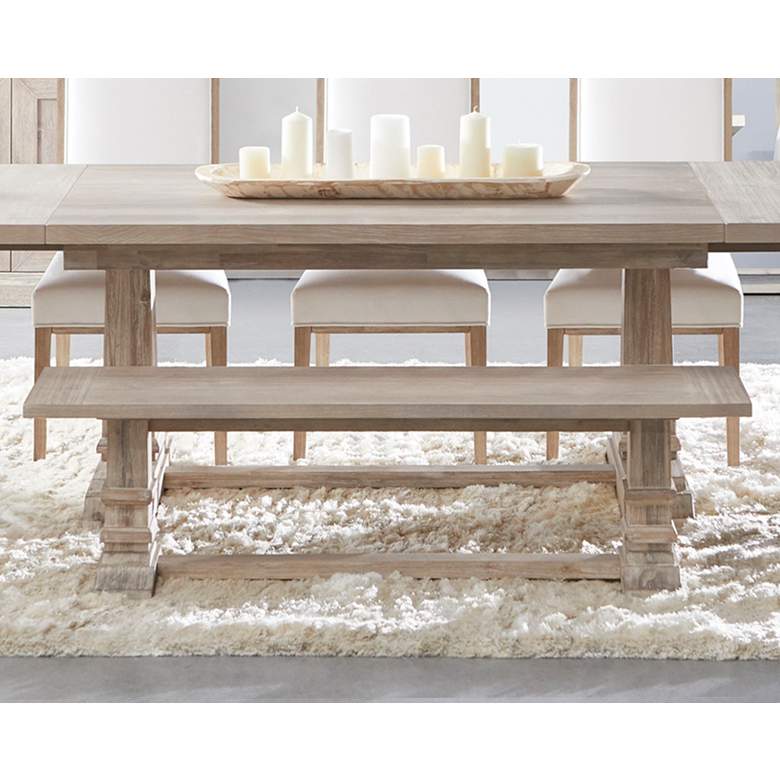 Image 1 Hudson Distressed Natural Gray Wood Dining Bench