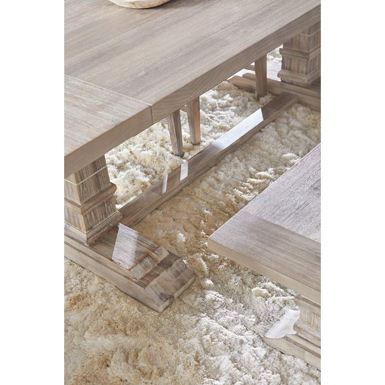 Image 4 Hudson Distressed Natural Gray Wood Dining Bench more views