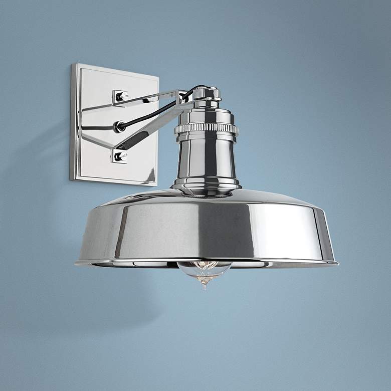Image 1 Hudson Falls 10" Wide Polished Nickel Wall Sconce