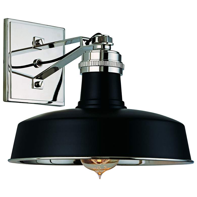 Image 1 Hudson Falls Polished Nickel and Black Wall Sconce