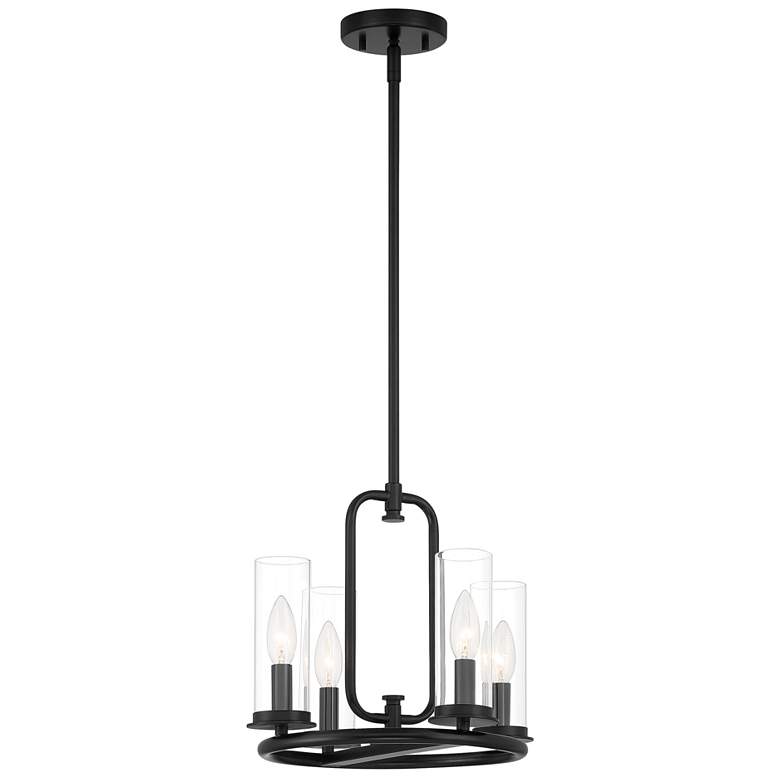 Image 1 Hudson Heights 14" Wide Matte Black 4 Light Pendant Convertible