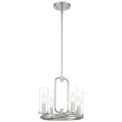 Hudson Heights 14&quot; Wide Polished Nickel 4 Light Pendant Convertible