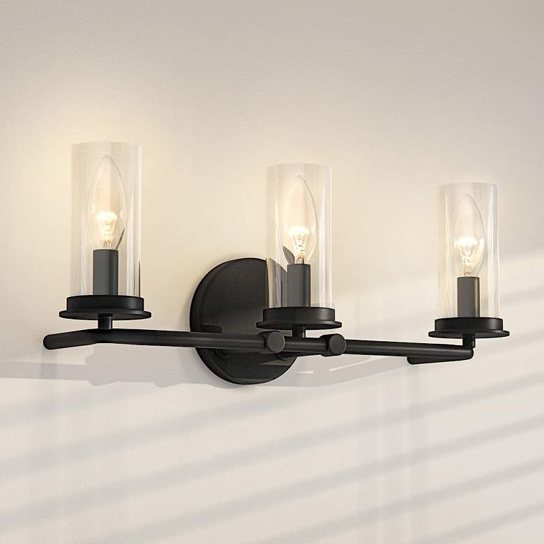 Image 1 Hudson Heights 18"W Matte Black 3-Light Vanity Bath Light